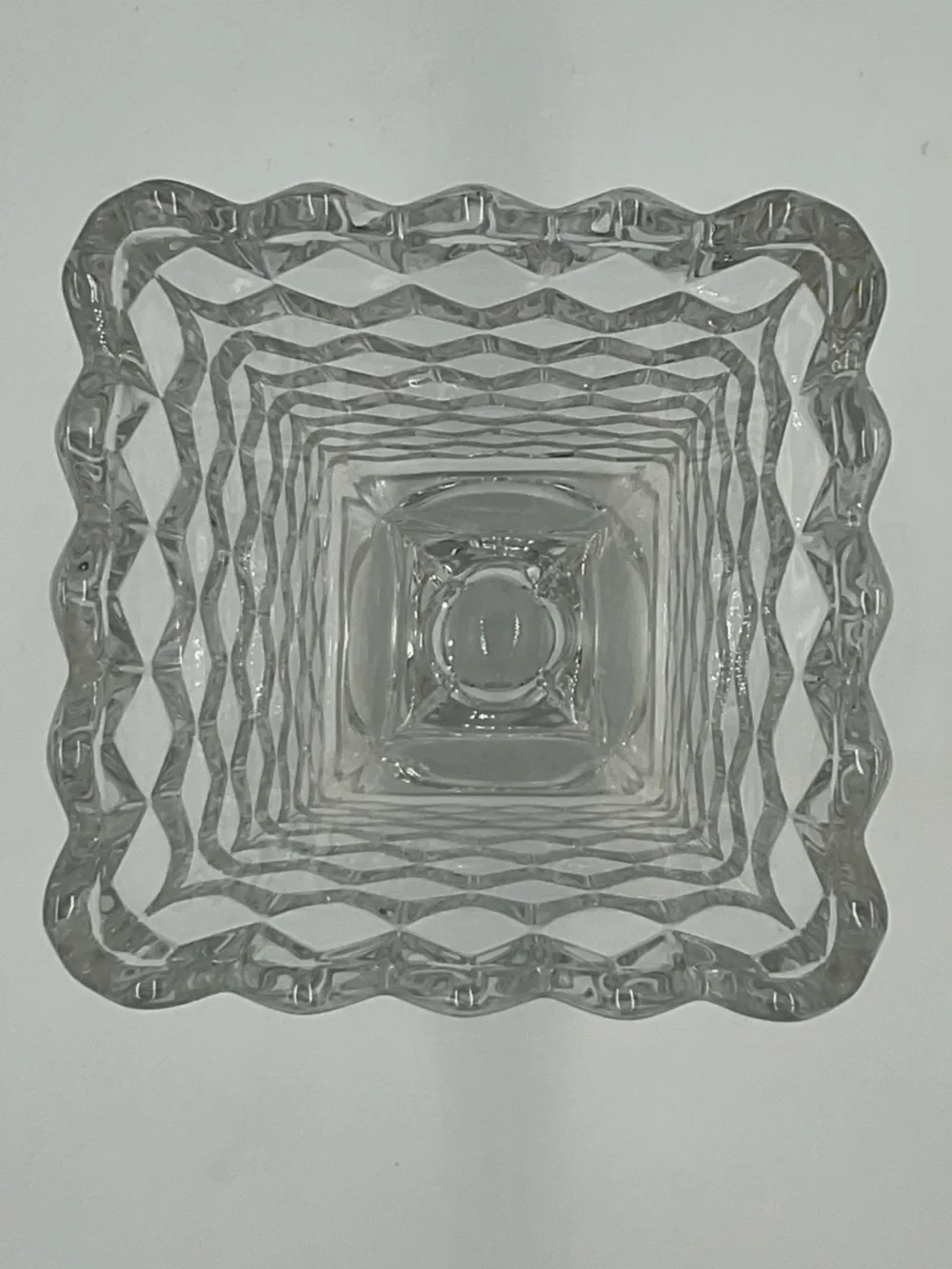 Vintage Fostoria American Clear Cubist Square Footed Vase